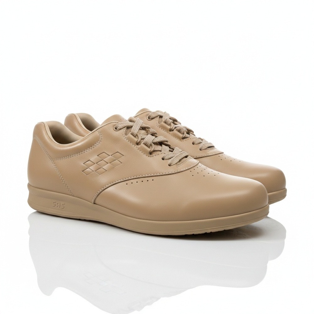SAS Free Time‎ Bone Beige Leather Walking Shoes Women's Size 9W Wide Made in USA